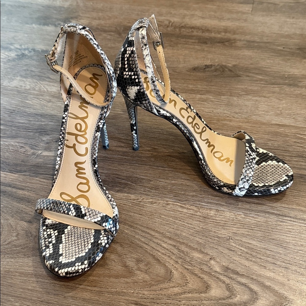Sam Edelman Ariella Leather Snake-Print Heels Size 9